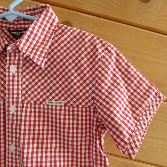 Comme Ca ISM Red Gingham Check Boy Shirt S 6-7 - Picture 2 of 8